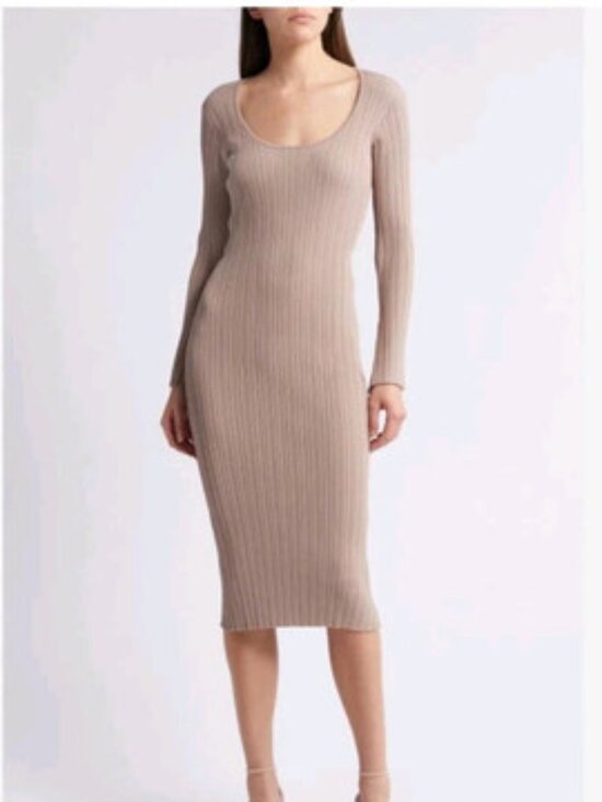 Wayf Dresses & Skirts - WAYF alexi long sleeve rib dress - NEW